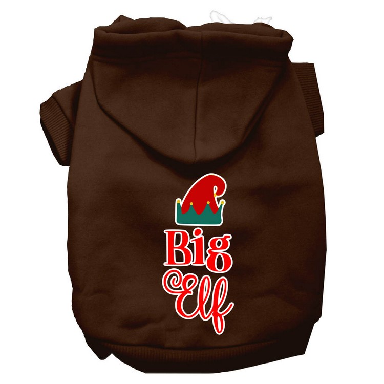 Big Elf Screen Print Dog Hoodie Brown XS